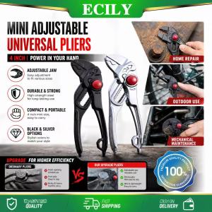 ECILY 4 Inch Adjustable Water Pump Pliers Mini Slip Joint Pipe Wrench with Chrome Vanadium Steel High Hardness Industrial Grade Multifunctional Hand Tool for Plumbing Home Repair DIY & Automotive