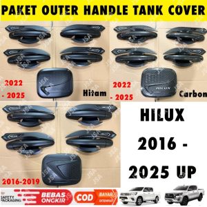 Paket Outer Handle Tank Cover All New Hilux 2016 2018 2024 2025 TIPE G V Hitam Carbon .