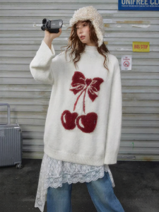 unifree | Áo Sweater Dày Mỏng Thoáng Mát Có Nơ Đỏ cho Giáng Sinh