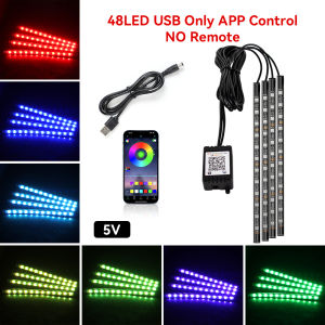 LED Car Atmosphere Light RGB Lamp With Remote/APP Multiple Modes RGB LED Foot Strip Auto Interior Decorative Ambient Party Light