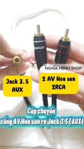 Cáp chuyển Jack Hoa sen AV ra Jack 3.5 dài 40 cm - Cáp chuyển Hoa sen AV Dương sang Jack 3.5 Âm - Jack 3.5 Female to 2RCA Male