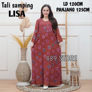 Daster Jumbo LD 120 LD 130 Tebal Longdress Maura Lengan Panjang 7/8 Dengan Kancing Depan