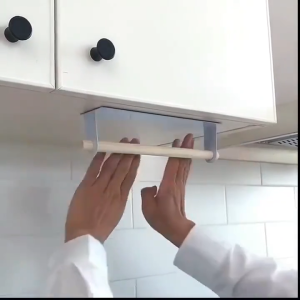 Detachable Self‑Adhesive Hanging Towel & Paper Holder Multifunctional Wooden Rack Kitchen Bathroom Organizer