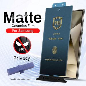 Ultra Thin One Click Install Full Cover Glue Privacy Matte Ceramic Tempered Glass for Samsung Galaxy S25 Ultra S24 Ultra S23 + S22 Plus S21 S20 S10 S9 S8 Note 20 Plus 10 5G 9 8 Anti Peeping Screen Protector Fingerprint Resistance Film