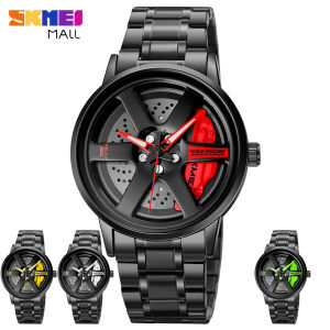 Skmei Người Đàn Ông Thời Trang Đồng hồ thạch anh Hollow mặt quay số bánh xe Thiết Kế 43Mm Quay Số Dây đeo bằng thép không gỉ Bướm Clasp 1787