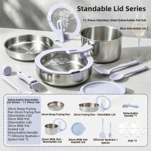 CAROTE | Stackable Stainless Steel Cookware Set 3 Pieces