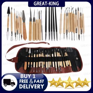 Great-King 24pcs/set Ball Stylus Dotting Tools Clay Pottery Modeling Set Carving Tools Rock Painting Kit for Sculpture Pottery