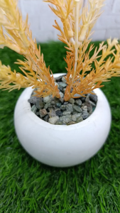 Rumput Jarum Artificial Pot Bulat Putih 10x30 | Tanaman Hias Meja Estetik DIY Handmade | Dekorasi Rumah Minimalis