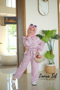 Setelan Baju Muslim Anak Perempuan Oneset Laura Orisabilaqu 4-10th