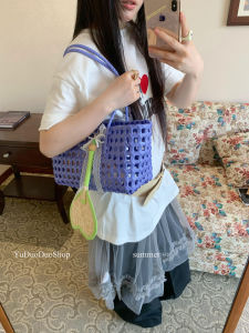 Mona Garden Large Capacity Handwoven Basket Beach Vacation Handheld Fan Pendant Sand Bag Original Design Utility Shoulder Bag