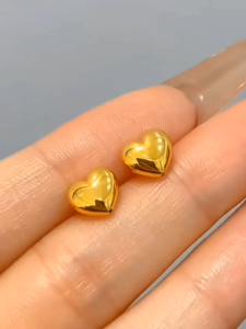 ️COD ️18k Saudi Gold Pawnable/Nasasanla Heart Stud Earrings light weight for women gift hypoallergenic