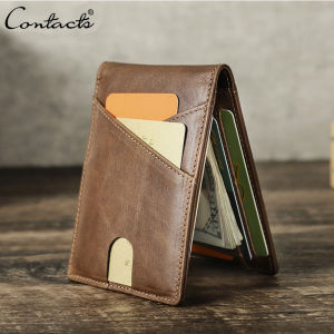 Da thật Ví ngắn cho nam RFID đồ kẹp thẻ mỏng Ví kẹp tiền nam mini ví ví nhỏ