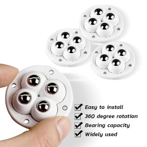 ZEO 4pcs Caster Wheels 360° Rotation Self Adhesive Universal Pulley for Small Furniture Storage Bins