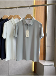 K Home Mens Seamless Glued Future Sense Ice Ammonia Technology Cool Comfortable Collared Short Sleeve Polo Shirt Fashion Urban Style Summer Thin Standard Fit Youth Trendy Geometric Pattern