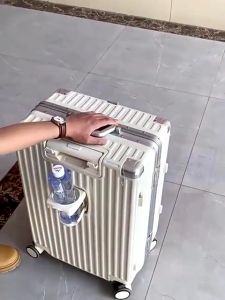 TRAVELCUL 20/24 Inch Aluminum Suitcase Luggage Multifunctional Usb Cup Holder Travel Bag Universal Wheel TSA