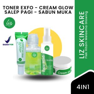 Elzet Skincare BPOM Paket 4in1 Sabun Cream Siang Salep Malam Whiteng Toner Exfoliating Pemutih Kulit Wajah Kusam Glowing Penghilang Flek Hitam Membandel