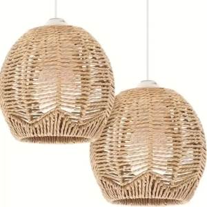 JOYINLED Boho Mây Tre Đan Đèn Chùm E27 Đế 15CM Dây Mặt Dây Đèn Treo Trần Cho Trong Nhà Phòng Khách Phòng Ngủ Chiếu Sáng