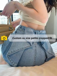 Butterfly Design High Waist Wide Leg Short Jeans for Women 150