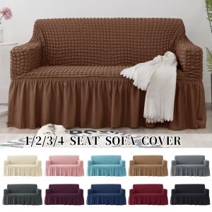Supermarket [COD]1/2/3/4 Seater Couch Seersucker Skirt Sofa Cover Removable Slipcover Stretch Sofa Protector MY-K-80001