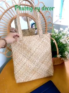 Túi cói túi cỏ bàng dáng dài dùng đi làm đi chợ đi biển thân thiện với môi trường đựng đồ tiện dụng Phương Vy Decor