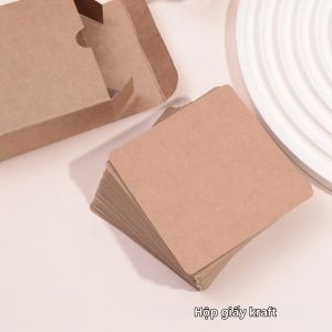 100 Chiếc Giấy Kraft Danh Thiếp 7.3X7.3Cm Trống Màu Tin Nhắn Cảm Ơn Bạn Viết Nhãn Đánh Dấu Trang Thẻ Học Tập Kích Thước Vuông