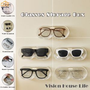 Vision 1Pcs Wall Mounted Glasses Storage Box Transparent Sunglasses Display Holder Eyeglasses Storage Rack Glass Display Cabinet Wardrobe Decoration