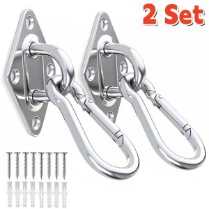 2 Set Heavy Duty Wall/Ceiling Mounting Hammock Hanging Kit304 Stainless Steel Pad Eye Plate&Snap Hanging Hooks for Swing Chair