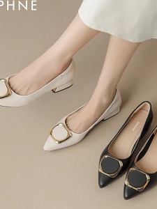 Daphne | French Style Pointed Toe Low Heel Buckle Pumps
