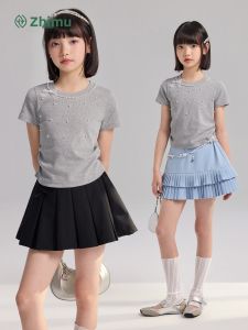 iplant | Butterfly Bow Pearl Fitted Waist T-Shirt for Young Girls