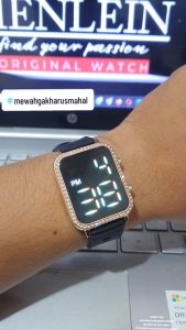 HENLEIN Jam Tangan Wanita Mewah Anti Air Digital Led Tali Silikon HW-6011 Softpink