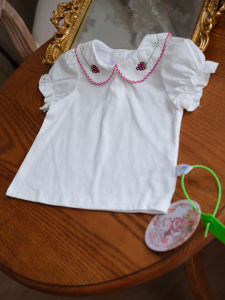 Ice Oxygen Cotton Short Sleeve Shirt Cute Doll Collar Comfortable Underwear for Girls Summer New Style Breathable Base Layer Top