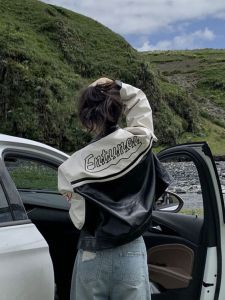 Womens Motorcycle Racing Jacket Short Outerwear Spring Autumn Summer Baseball Style Top Shirt Fashionable Riding Coat