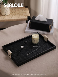 Thùng Đựng Hương Thơm Bằng Da Đen Sang Trọng Shenglu Trang Trí Phòng Khách Bàn Trà Đựng Đồ Cao Cấp Hình Học Đồ Trang Trí