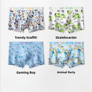 MiiOW | Adolescent Boys Antibacterial Modal Cotton Boxer Shorts Comfortable Developmental Stage Underwear For Junior And High School Students