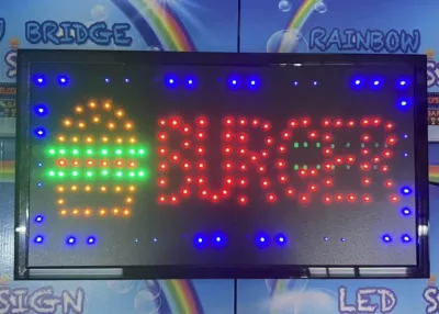 BURGER - RAINBOW BRIDGE LED SIGNAGE (New-Small-Largr) #SIZE: W48cm & W60cm BIG #881