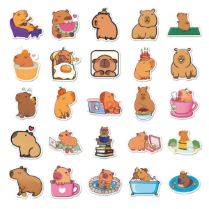 50pcs Cute Capybara Cartoon Stickers For Laptop Refrigerator Water Bottle Scrapbook DIY Box Packings