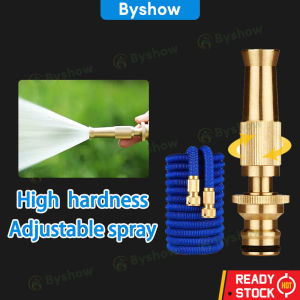 Byshow Adjustable Hose Nozzle High Pressure Brass Garden expandable magic water Hose Water Spray sprayer Full Copper Material Nozzle Head Set Pipe Connector Kepala Paip Water Jet Car Wash Penyembur Air kepala paip air kuat hose