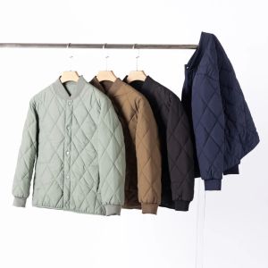 American Casual Series Waterproof Cotton Jacket Baseball Collar Youth Fashion Standard Fit Long Sleeve Warm Outerwear