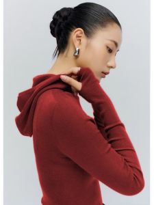 Elegant Hooded Long Sleeve Knitwear Slim Fit Base Layer Autumn Winter New Style Layering Design Fashionable Womens Cashmere Sweater