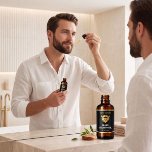 100% Natural Sandalwood Scent 30ml Beard Oil and 30g Balm Soften Strengthen Moisturize Men Beard Grooming Care Product