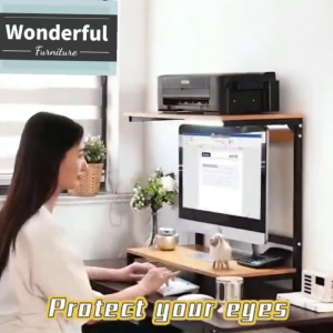Ergonomic Wooden 2 Layer Computer Monitor Riser Rack Printer Stand Oven Shelf【Local Shipment】