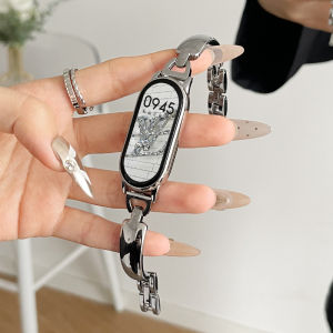 Metallic Smartwatch Band Compatible with Xiaomi Mi Band 9/8 7NFC Version 6/5/4 Compatible Magnetic Absorption Bracelet for Women