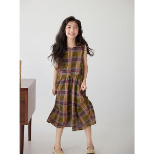 Aiza basic | Summer Childrens Gingham Sleeveless Dress