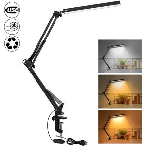 New LED Desk Lamp with Clamp Swing Arm Desk Lamp Dimmable Eye-Caring Desk Light with 10 Brightness Level 3 Lighting Modes