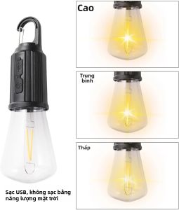 Đèn Lồng Cắm Trại LED Năng Lượng Mặt trời/USB Có Thể Sạc Lại Đèn Tungsten Đa Năng Bóng Đèn Lều Ngoài Trời Với Ánh Sáng Dịu Nhẹ Tạo Không Khí