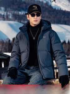Enjeolon High Puff 90 White Duck down Jacket Mens Detachable Hooded Extreme Cold Winter Clothes Bread Coat Outerwear