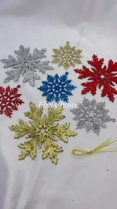 Hiasan Natal SNOWFLAKES WARNA WARNI Aksesoris Pohon Natal Kristal Salju Glitter