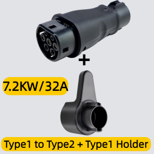 32A 7.2KW Type 1 to Type 2 EV Charger Adaptor Socket Type 1 SAE J1772 to Type 2 Converter for Type 2 Electric Vehicles Charger