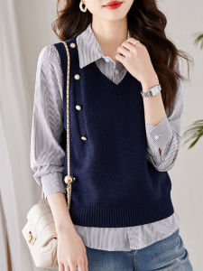 Fashion Autumn Designer Knit Vest Blouse