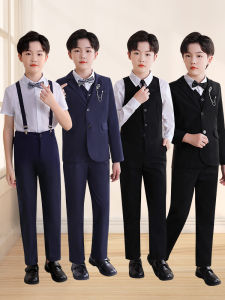 Kids Graduation Dress Boys Suit Two Pieces British Flower Girl Wedding Piano Little Host Cotton Chorus Performance Wear